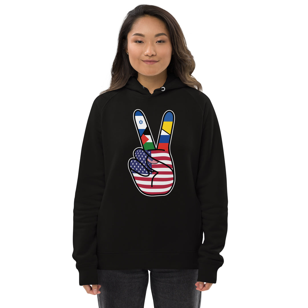 Women's America For Peace Hoodie | america, cross, gaza, hamas, israel, live, palestine, red, war | Democracyfighterz