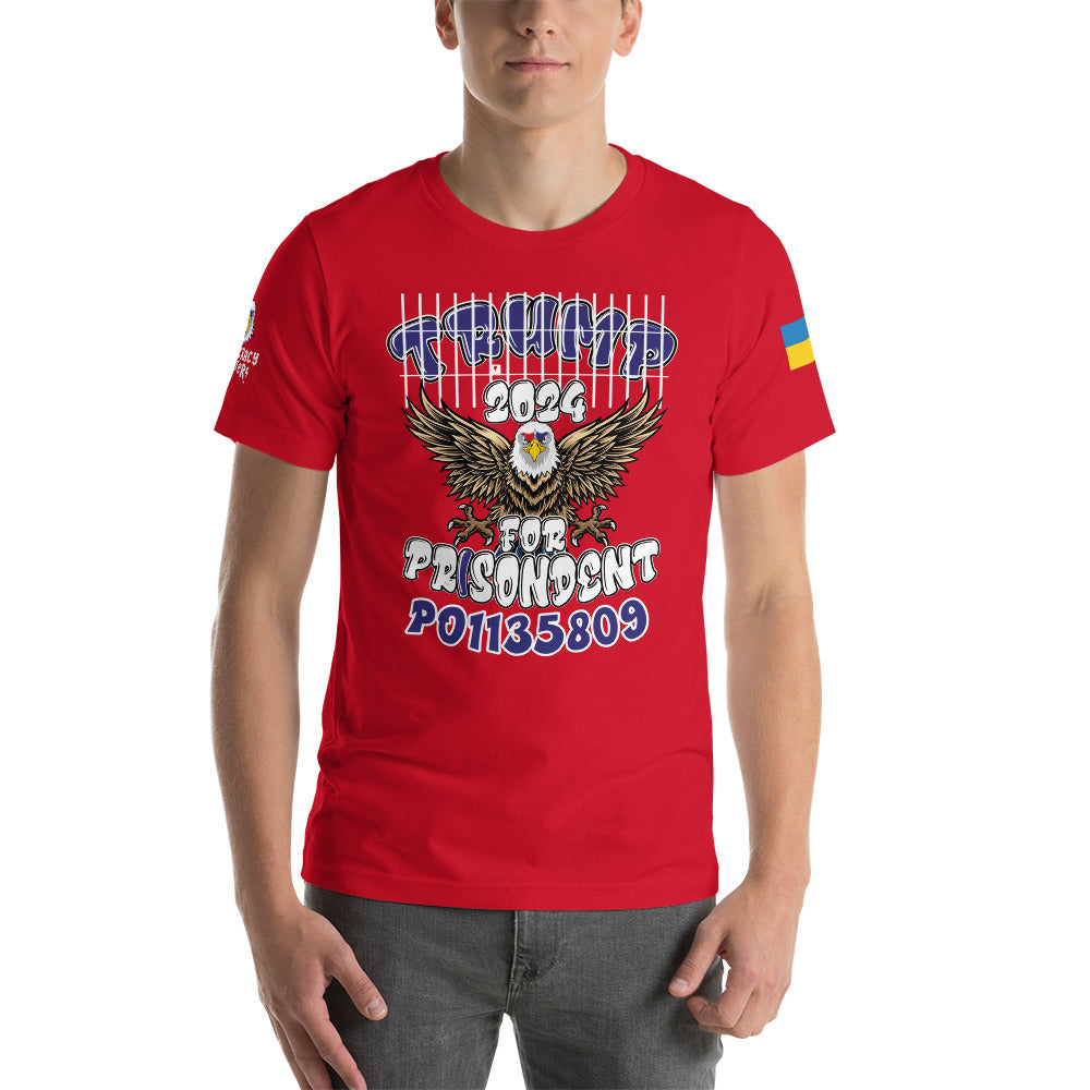 Trump 2024 For Prisodent Blue n Red T-shirt | Democracyfighter