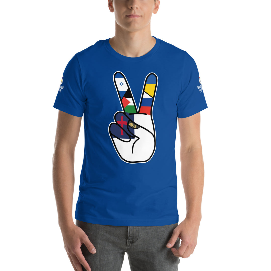 Men's Christian Flag For Peace Tee | African, America, Caribbean, Gaza Peace, Israel, Latin America, Palestinian, World | Democracyfighterz