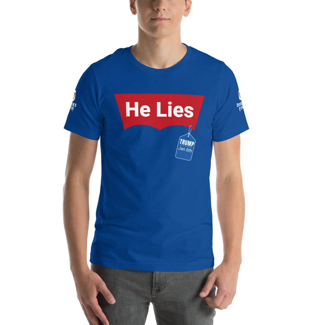 Men's He Lies Quad Tee | Democracyfighterz