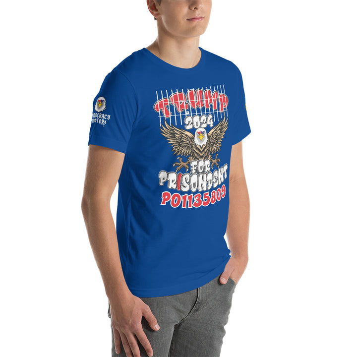 Trump 2024 For Prisodent Blue n Red T-shirt | Democracyfighter