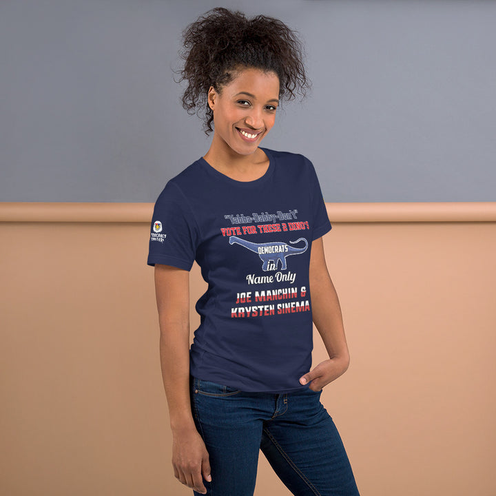 Women's Yabby-Dabba Don't Vote For These Two Dino's Quad Tee | Democracyfighter